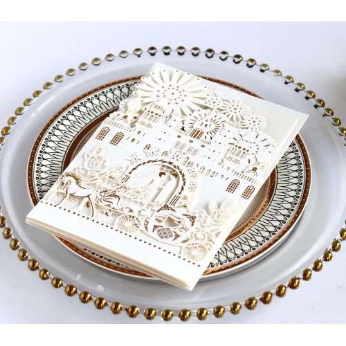 Laser Wedding Invitation Card Carriage and Castle Invitation